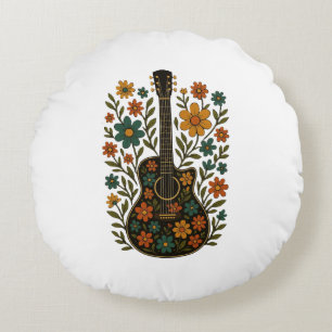Guitar & Bloom Designs Round Pillow