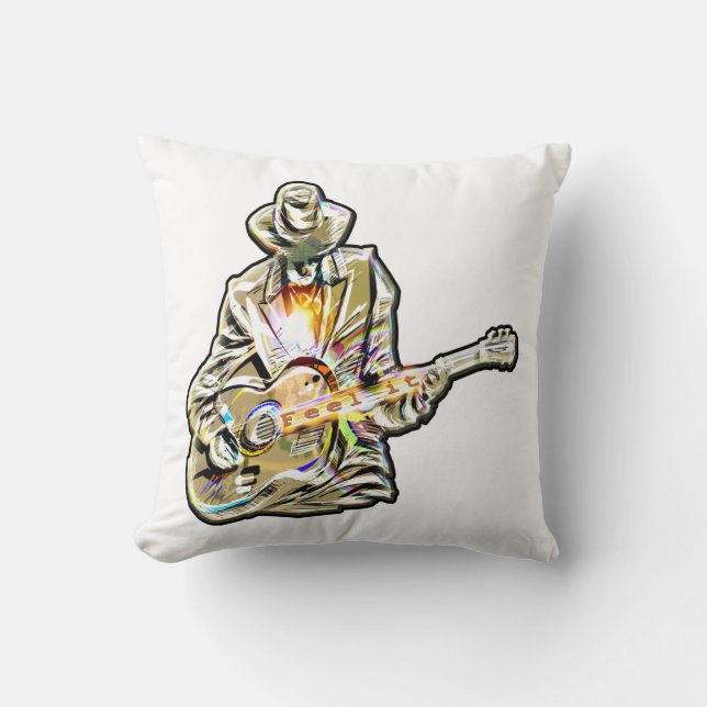 Guitar Blues Man - Feel it  Throw Pillow (Front)