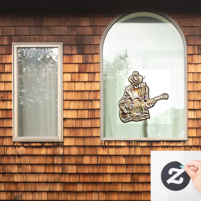 Guitar Blues Mann - Feel it  Window Cling (Home Window)
