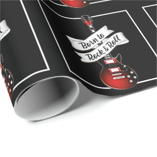  Guitar Born to Rock & Roll Music Musician Gift Wrapping Paper