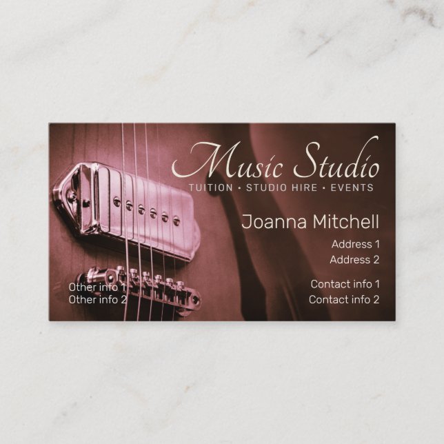 GUITAR Burgundy Carte de visite rose V2.0 (Devant)