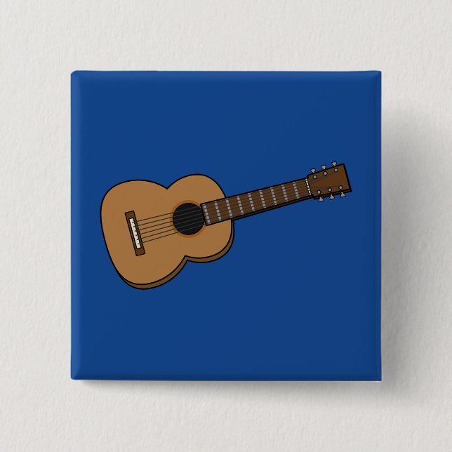 Guitar Cartoon 2 Inch Square Button (Front)