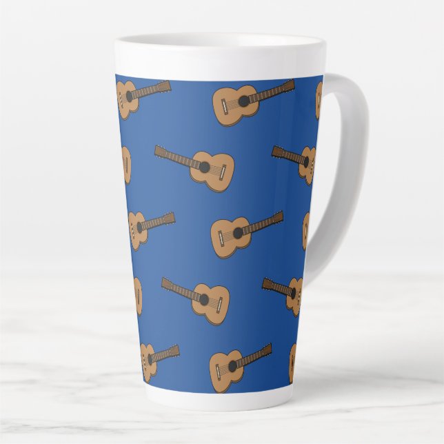 Guitar Cartoon Latte Mug (Right Angle)