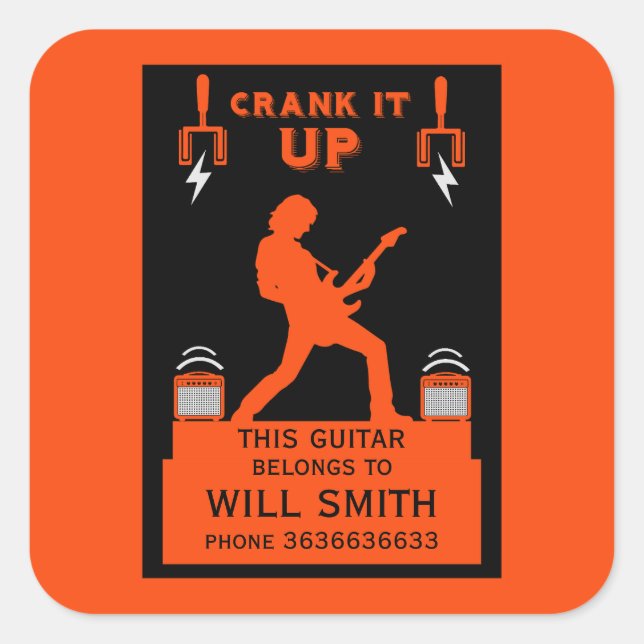 Guitar Case Property Identification Square Sticker (Front)