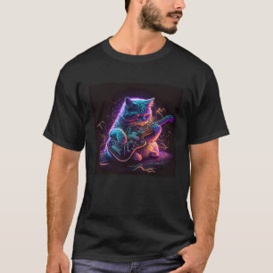 Guitar Cat Kitten playing an Electric Guitar Synth T-Shirt