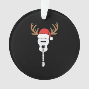 Guitar Christmas Santa Hat Reindeer Ornament