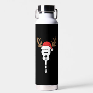 Guitar Christmas Santa Hat Reindeer Water Bottle