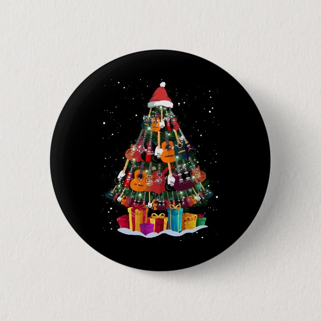 Guitar Christmas Tree Funny  2 Inch Round Button (Front)