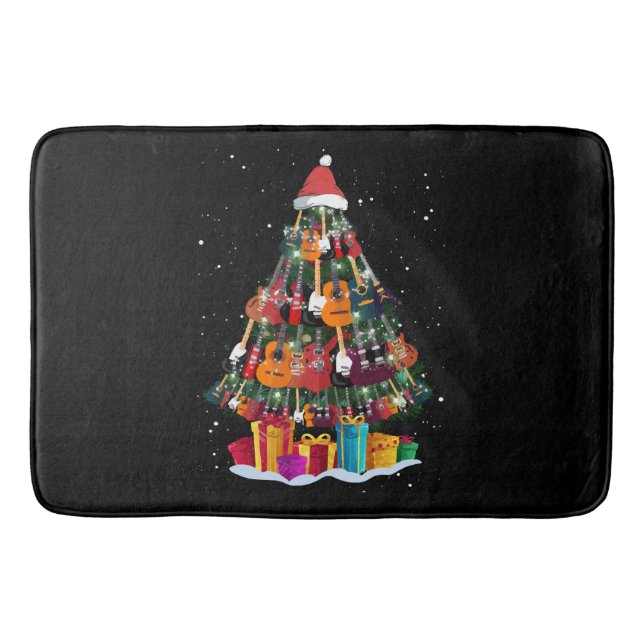 Guitar Christmas Tree Funny  Bath Mat (Front)