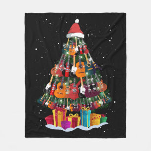 Guitar Christmas Tree Funny Fleece Blanket