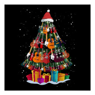 Guitar Christmas Tree Funny Poster