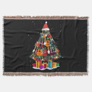 Guitar Christmas Tree Funny  Throw Blanket
