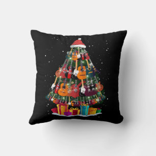 Guitar Christmas Tree Funny Throw Pillow