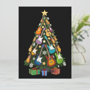 Guitar Christmas Tree Theater Musical Lover Merry  Holiday Card