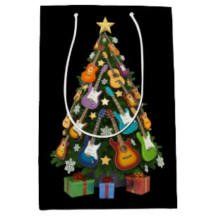 Guitar Christmas Tree Theatre Musical Lover Merry  Medium Gift Bag