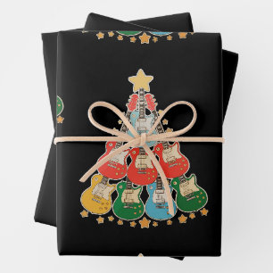 Guitar Christmas Tree Xmas Matching Family Holiday Wrapping Paper Sheet