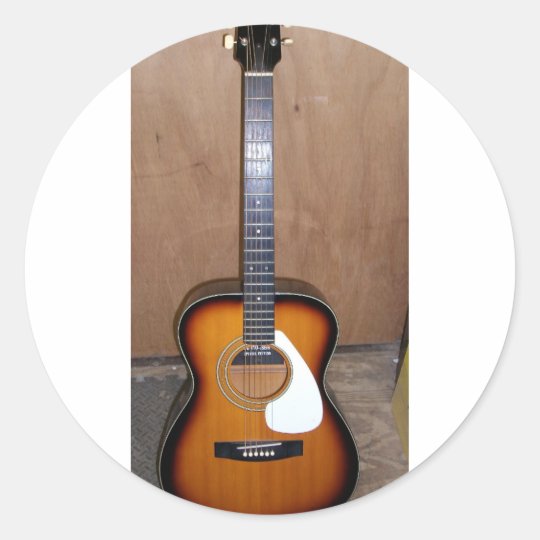 guitar classic round sticker