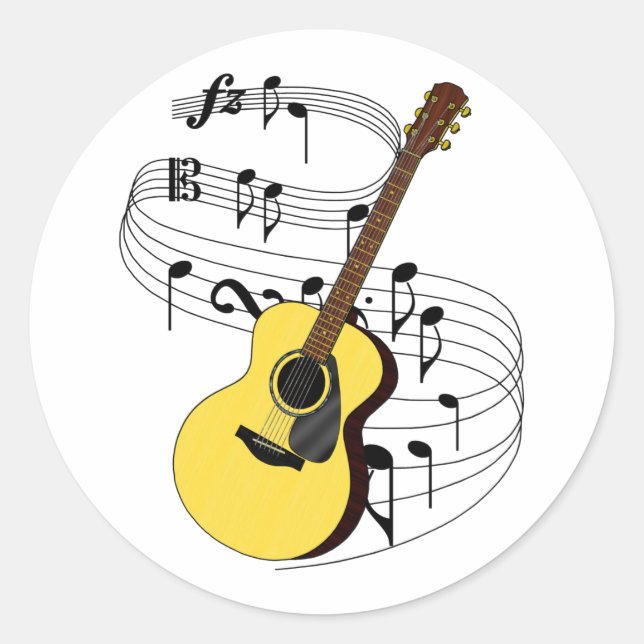 Guitar Classic Round Sticker (Front)