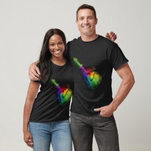 Guitar Colourful Splatter Design T-Shirt