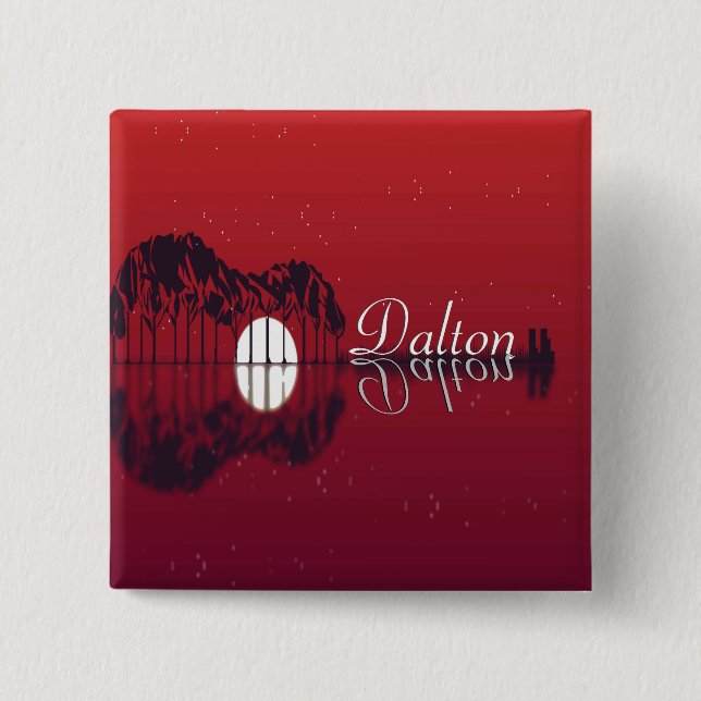 Guitar Cove Reflection Name  2 Inch Square Button (Front)