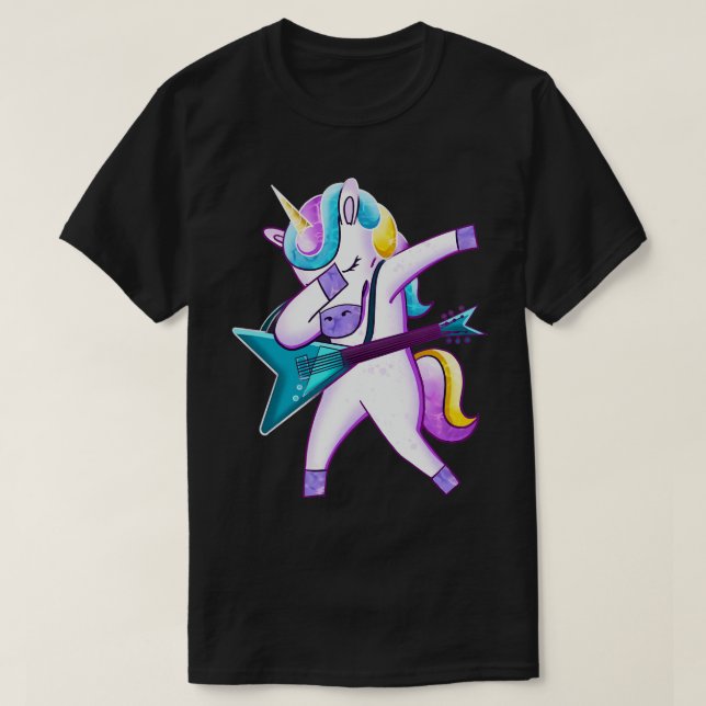 Guitar Dabbing Unicorn T-Shirt (Design Front)