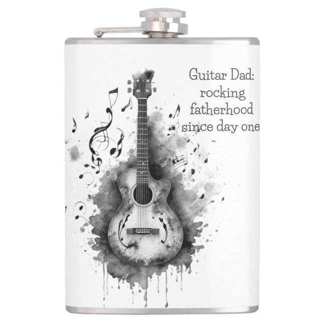 Guitar Dad personalized flask. Father's Day  Hip Flask (Front)