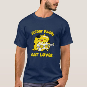 Guitar Daddy And Cat Lover, Funny Cartoon Cat T-Shirt