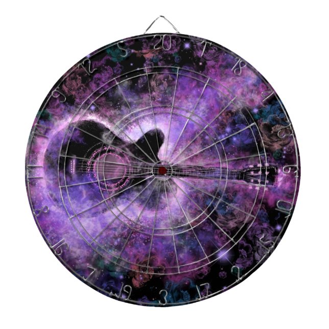 Guitar Dart Board Gift - Purple Black Design (Front)