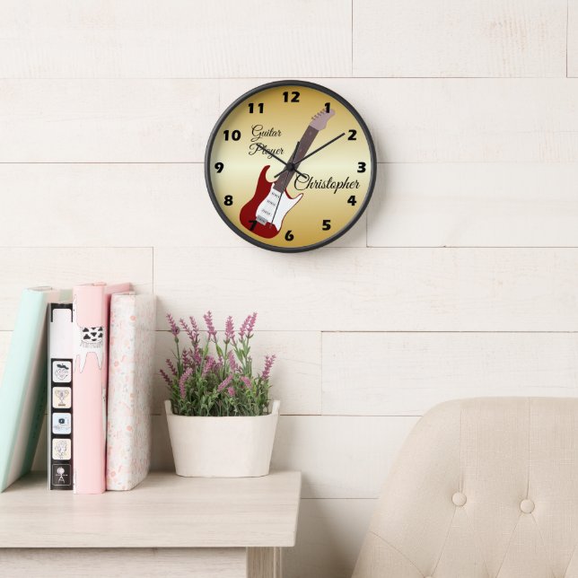 Guitar Design Personalised Clock (Reading Room)