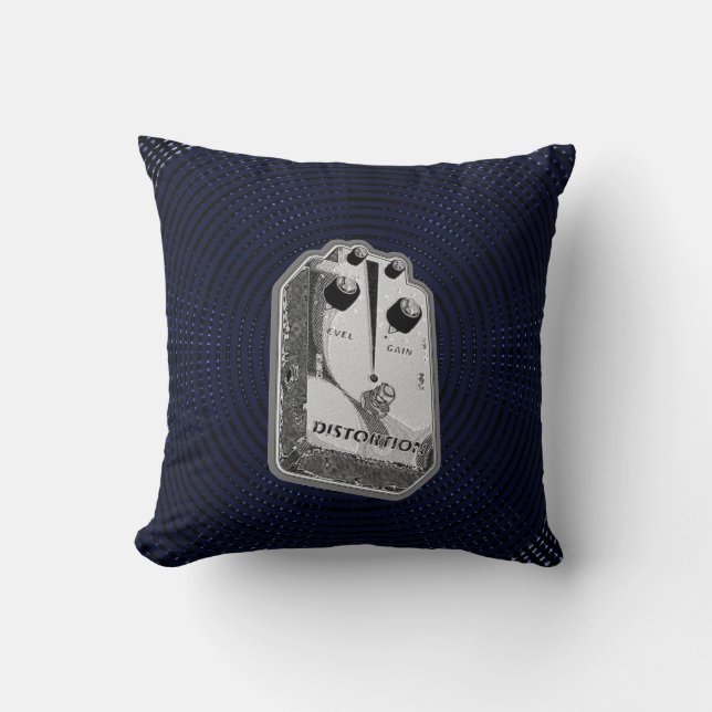 Guitar Distortion Pedal Throw Pillow (Front)