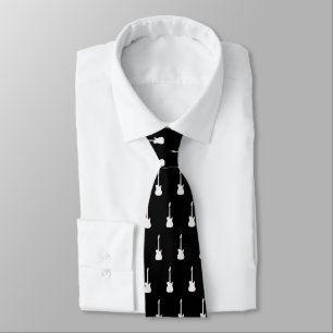 Guitar Electric silhouette Pattern Tie