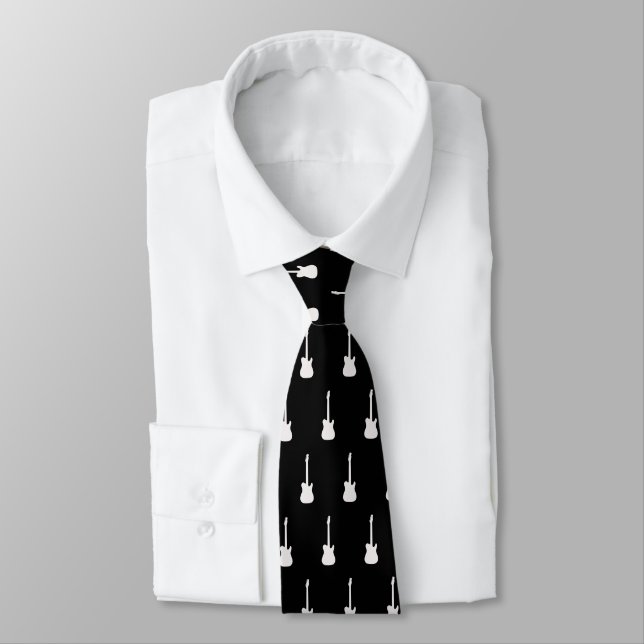 Guitar Electric silhouette Pattern Tie (Tied)