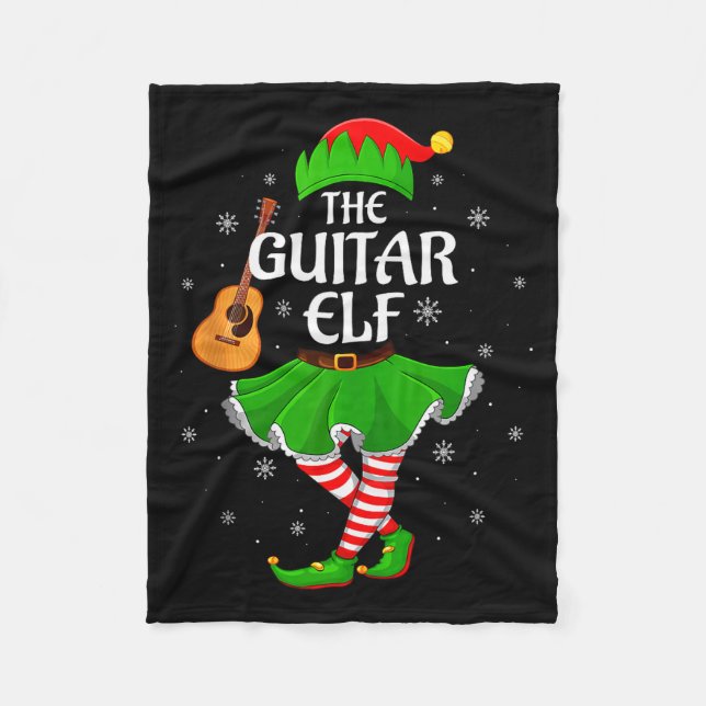Guitar Elf Christmas Family Girls Women Elf Squad  Fleece Blanket (Front)