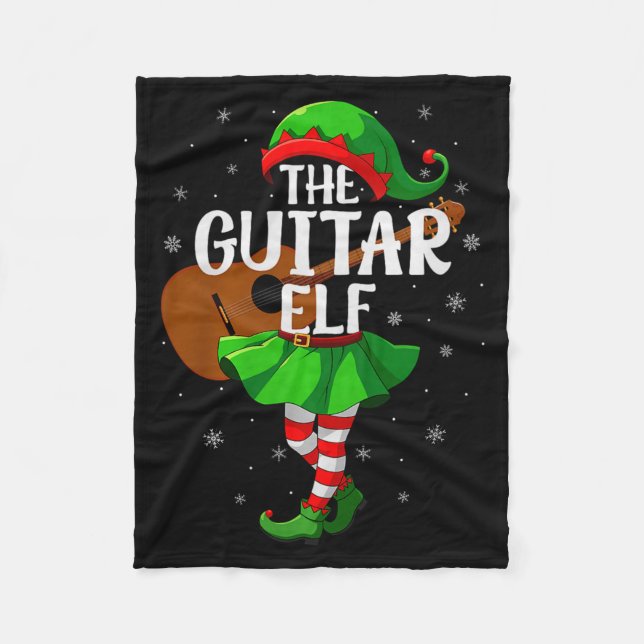 Guitar Elf Christmas Girls Women Elf Squad Xmas Fa Fleece Blanket (Front)