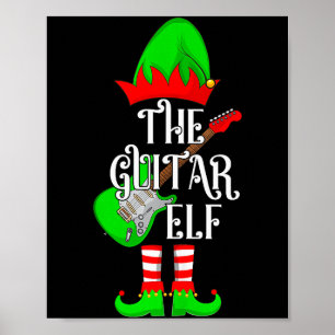 Guitar Elf Christmas Pajamas Matching Family Elf S Poster