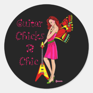 Guitar Fairy Classic Round Sticker