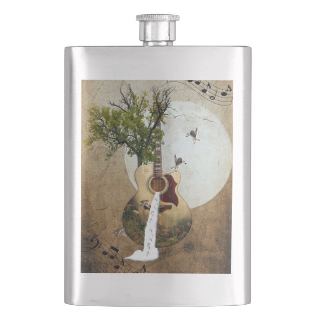 Guitar Fantasy Decorated Hip Flask (Front)
