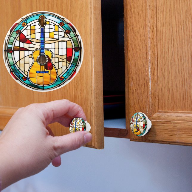 Guitar Faux Stained Glass Ceramic Knob (Creator Uploaded)