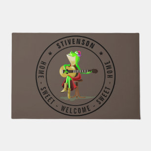 Guitar Frog  Home Sweet Home - Custom Text Welcome Doormat