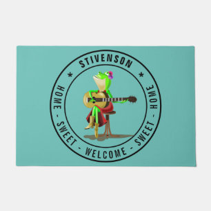 Guitar Frog - Sweet Home - Custom Text - Welcome Doormat