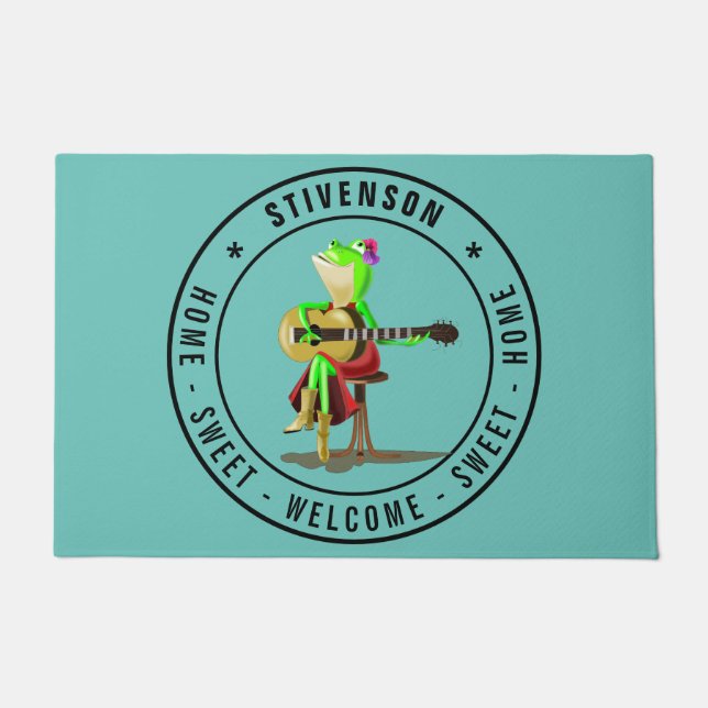 Guitar Frog - Sweet Home - Custom Text - Welcome Doormat (Front)