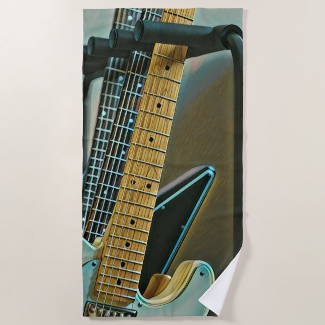 guitar gift for fathers day beach towel (Front)