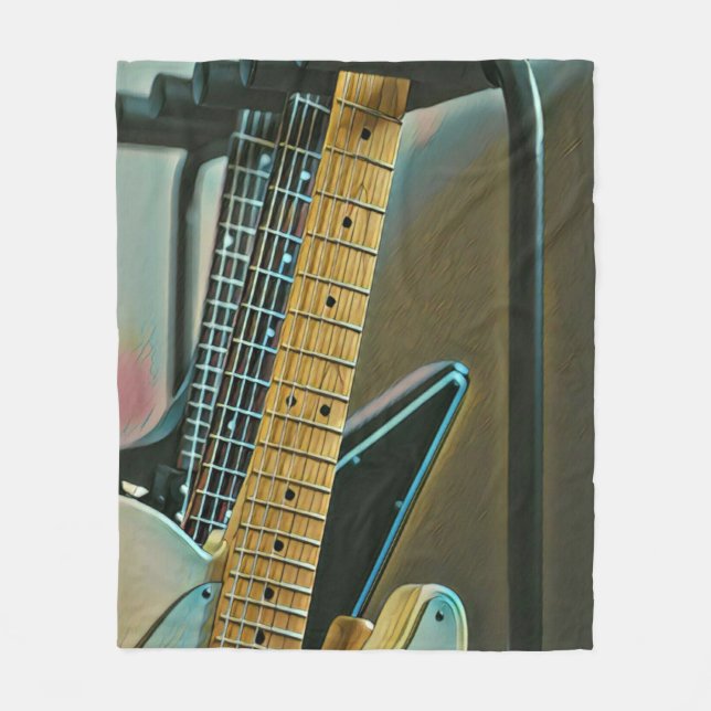 guitar gift for fathers day fleece blanket (Front)