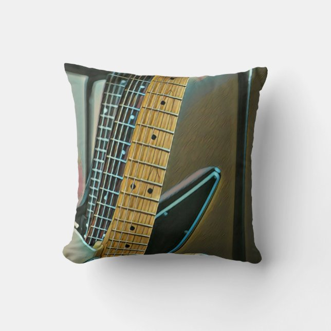 guitar gift for fathers day throw pillow (Front)