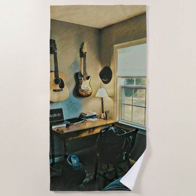 Guitar gifts for girlfriend beach towel (Front)