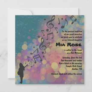 Guitar Girl Bat Bar Mitzvah Invitation