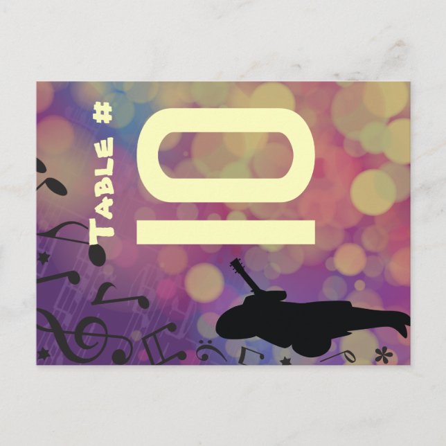 Guitar Girl Bat Mitzvah Table Seating Card (Front)