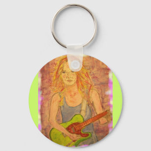 Guitar Girl Keychain