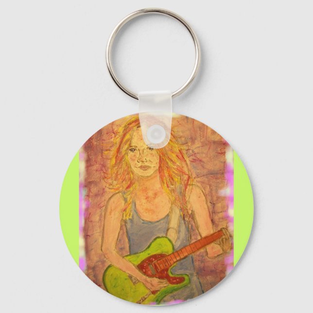 Guitar Girl Keychain (Front)