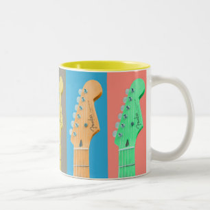 Guitar Girl modern pastel colourful music Two-Tone Coffee Mug